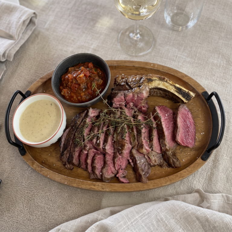 Grilled rib of beef (for 2 people) at La Siesta beach restaurant in Le Lavandou